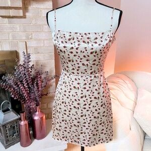 NEW! REFORMATION Kosta Silk Mini Dress - Marion Champagne & Red Rose Print